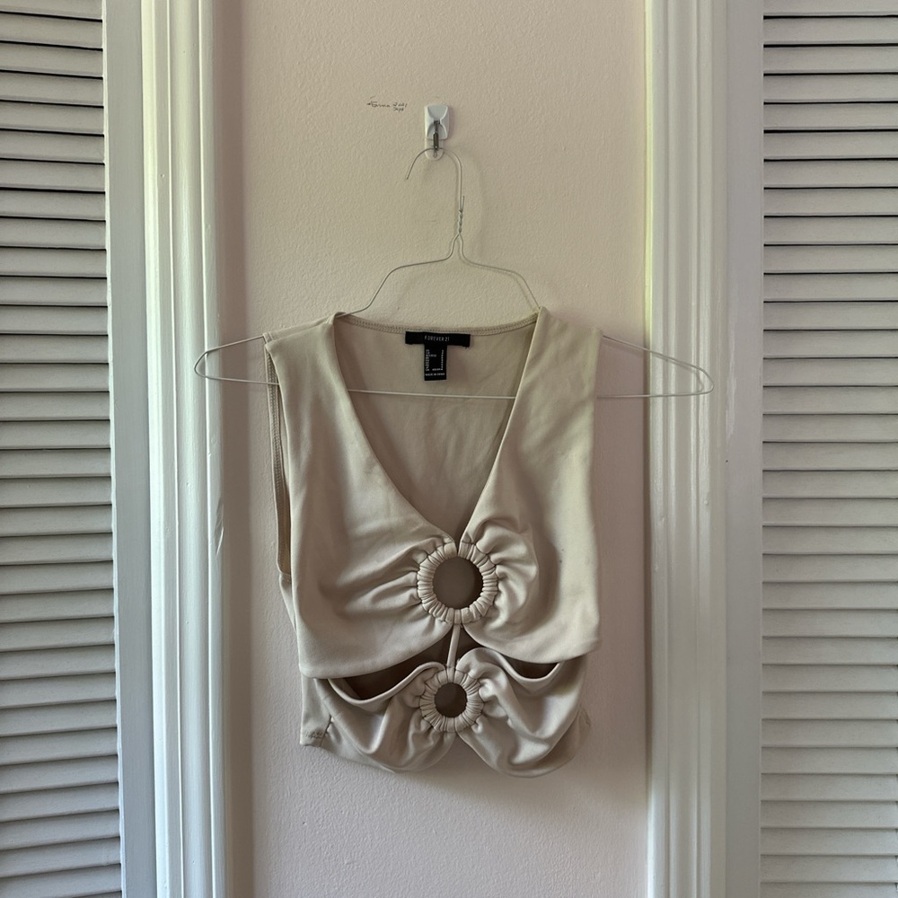 Forever 21 Beige Tank Top with Ring Accents